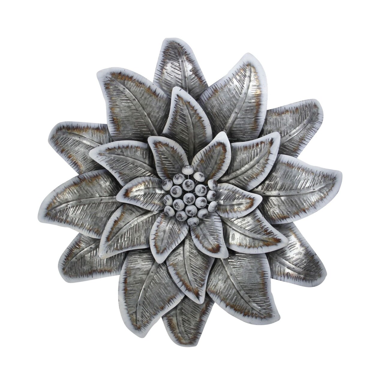 Contemporary Home Living 24.5" Gray and Silver Galvanized Flower with Buds Wall Decoration